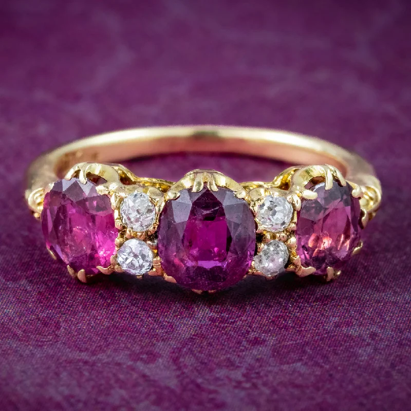 Simple Gold Ring for Women-Antique Victorian Ruby Diamond Ring 2.2ct Of Ruby With Cert