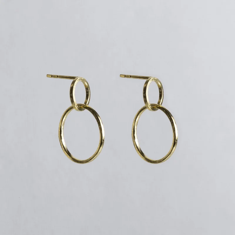 Statement Earrings for Girls-Double Circle Drop Stud Earrings