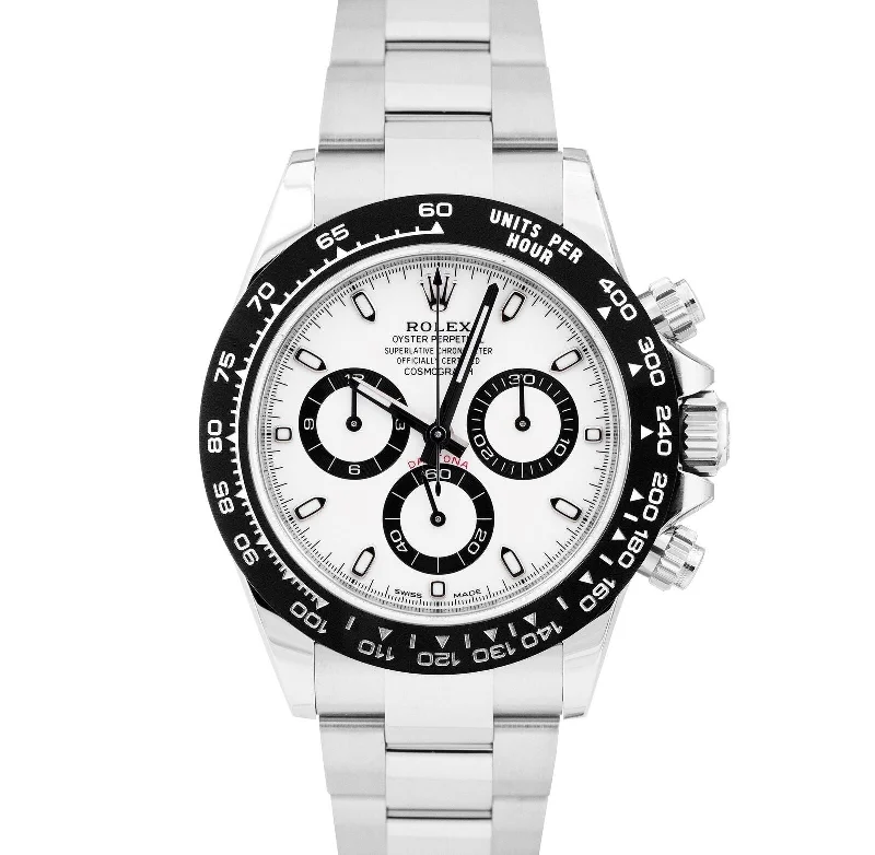 Modern Stainless Steel Watches for Men-NEW 2023 PAPERS Rolex Daytona Cosmograph PANDA White Steel Watch 116500 LN B+P