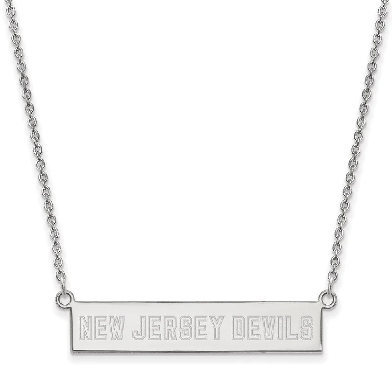 Heart Shaped Necklace for Girls-Sterling Silver NHL New Jersey Devils SM Bar Necklace, 18 In