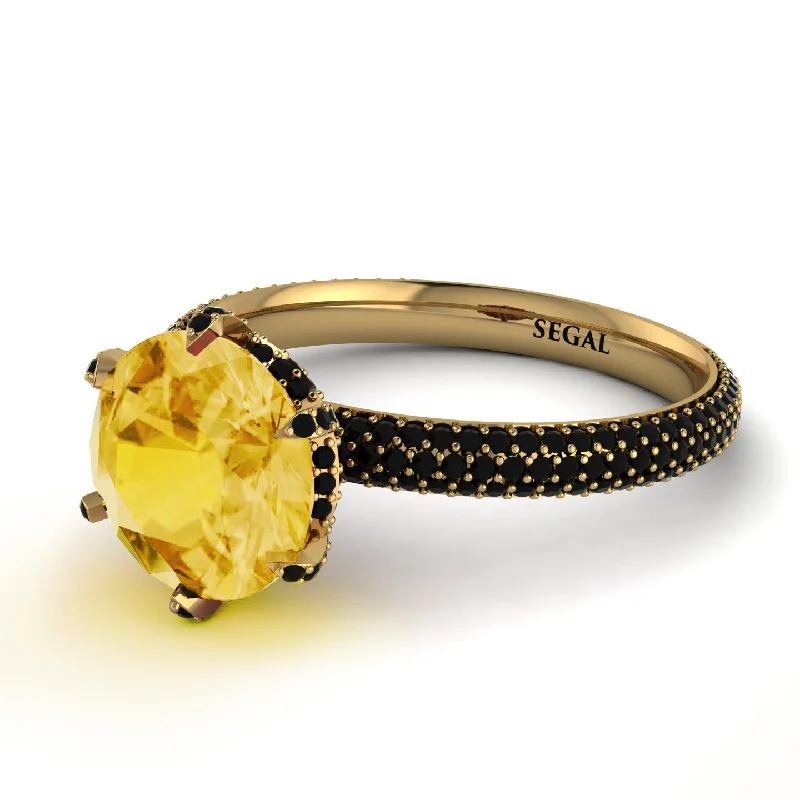 Sapphire Engagement Ring for Women-Hidden Halo Round Citrine Engagement Ring - Ashley No. 607