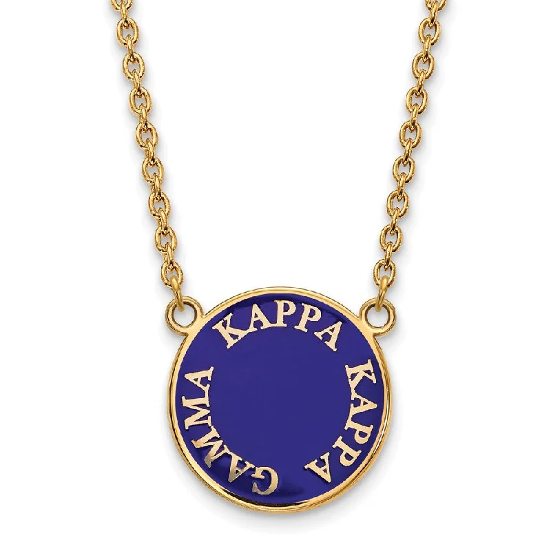 Necklaces with Initials-14K Plated Silver Kappa Kappa Gamma Large Enamel Disc Necklace