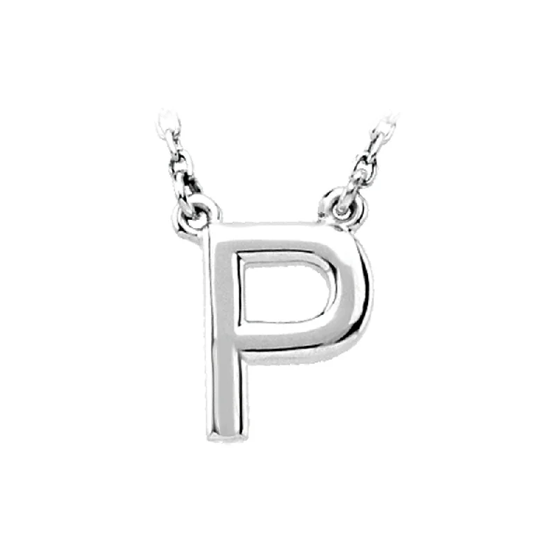 Gemstone Necklace for Summer Events-Sterling Silver, Kendall Collection, Block Initial P Necklace, 16 Inch