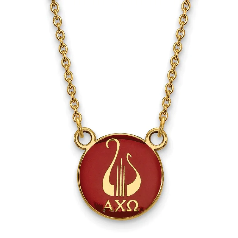 Necklaces with Initials-14K Plated Silver Alpha Chi Omega Small Enamel Logo Necklace