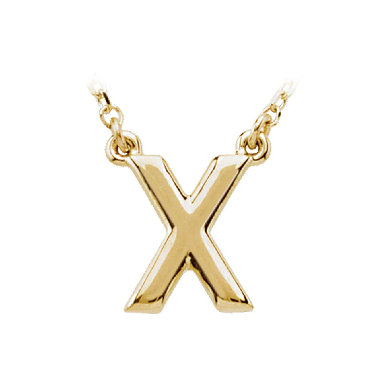 Stylish Pendant Necklace for Trendy Looks-14K Yellow Gold, Kendall Collection, Block Initial X Necklace, 16 Inch