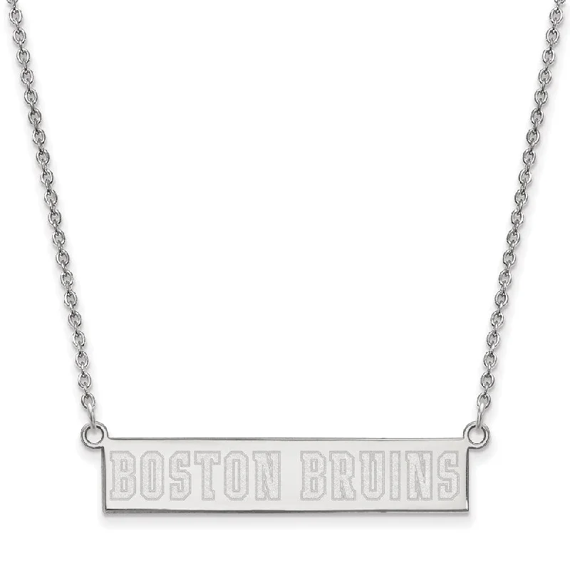 Beautiful Gold Necklace for Gifts-Sterling Silver NHL Boston Bruins SM Bar Necklace, 18 In