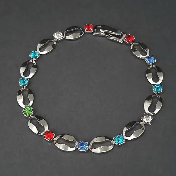 Simple Wedding Bangles with Diamond-Urthn Silver Plated Multi Color Austrian Stone Bracelet