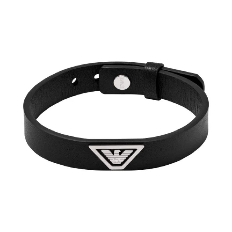 Custom Bracelet with Family Initials-Men Eagle Logo Black Bracelet