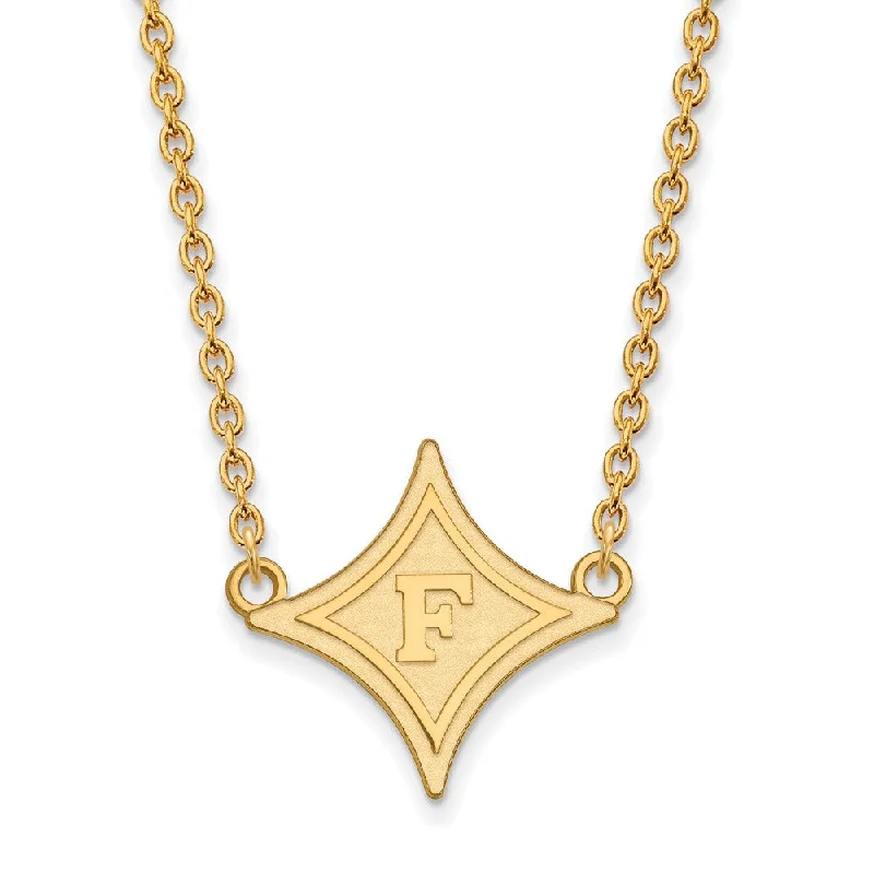 Vintage Gold Necklace for Classic Look-14k Yellow Gold Furman U Large Pendant Necklace