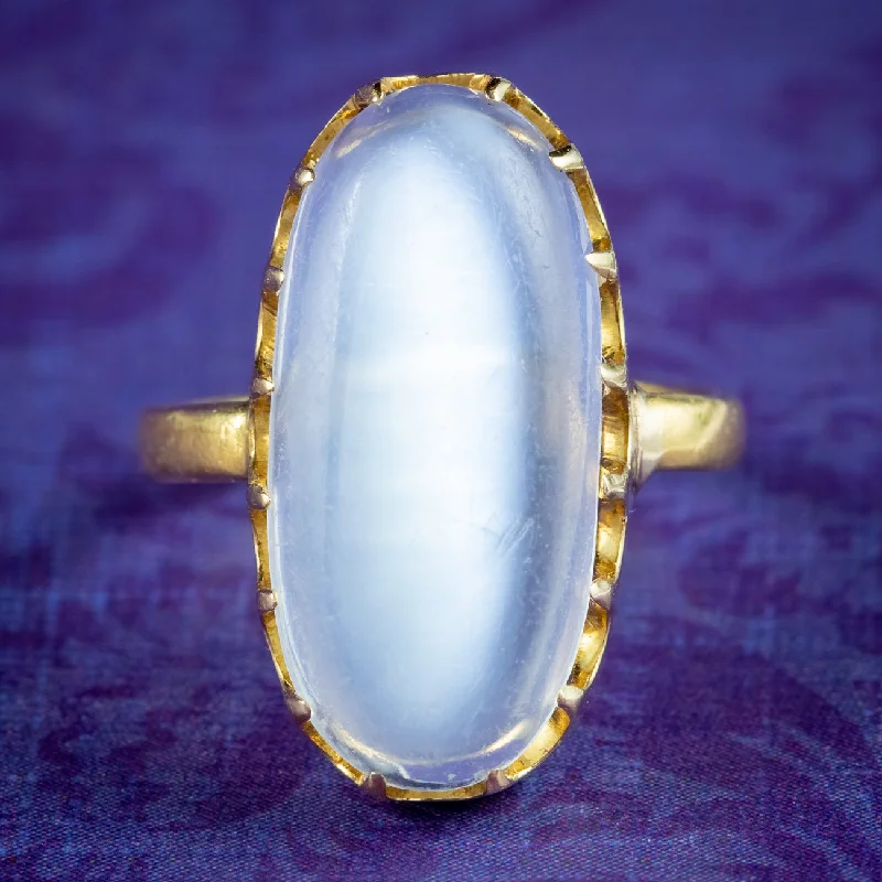 Custom Wedding Ring for Special Day-Antique Victorian Moonstone Ring 6ct Moonstone