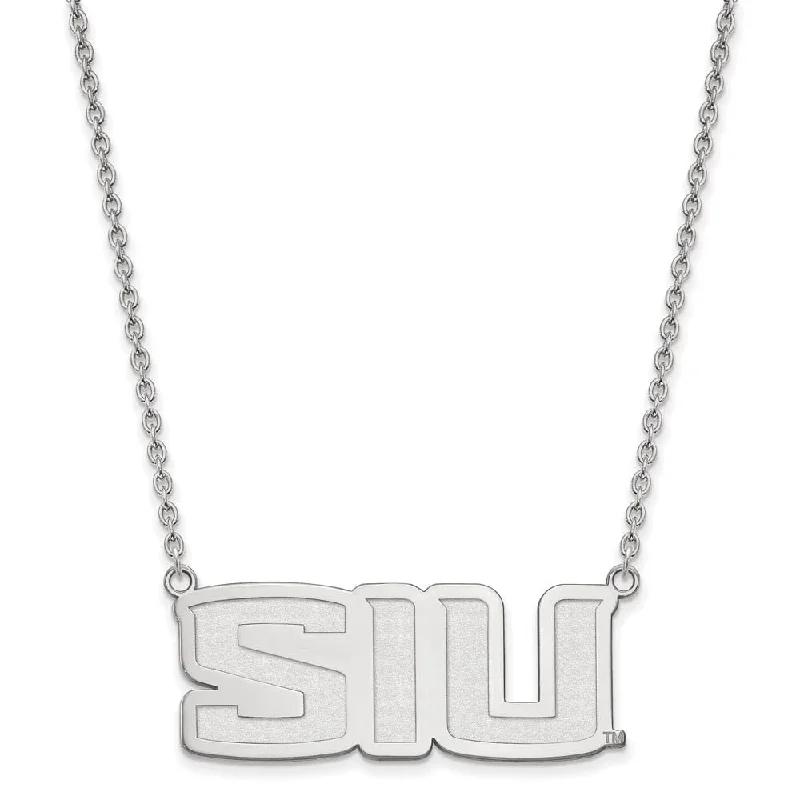 Luxurious Diamond Necklace-Sterling Silver Southern Illinois U Large Pendant Necklace