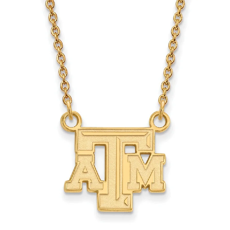 Classic Silver Necklace for Women-10k Yellow Gold Texas A&M U Small 'TAM' Pendant Necklace