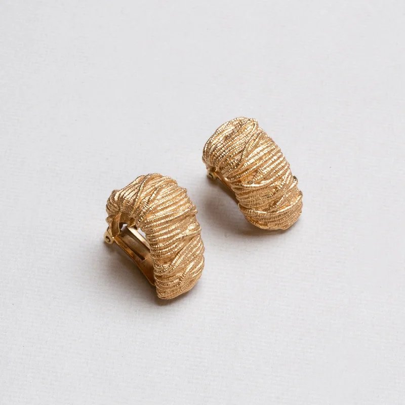 Unique Stud Earrings for Casual Outfits-Vintage Christian Dior Textured Gold Clip-on Earrings