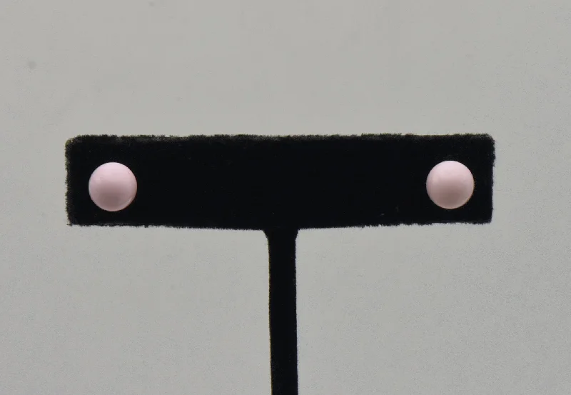 Casual Earrings for Summer Looks-Vintage Pink Enamel Sphere Stud Earrings