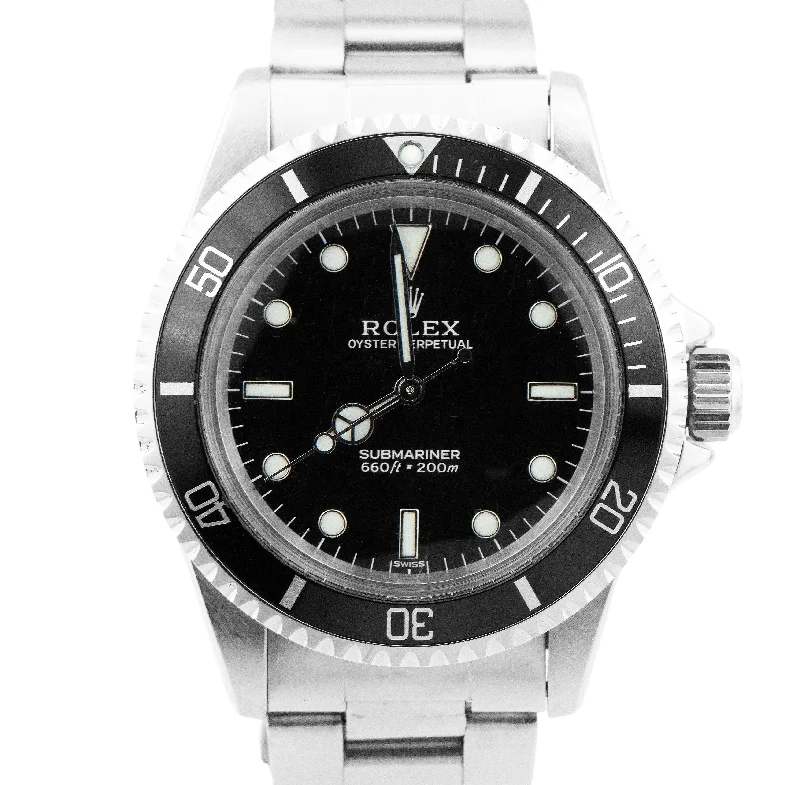 Classic Watches with Silver Bracelet for Women-Rolex Submariner No-Date Stainless Steel 40mm Oyster Dive Watch 5513