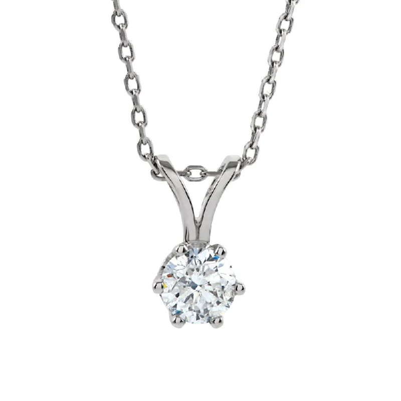 Colorful Necklace for Festivals-1/3 Ct Round Diamond Solitaire Necklace in 14k White Gold, 18 Inch