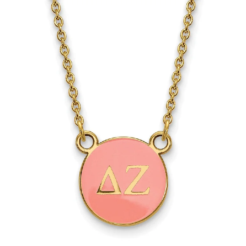 Beaded Necklace for Fashion-14K Plated Silver Delta Zeta Small Enamel Greek Letters Disc Necklace