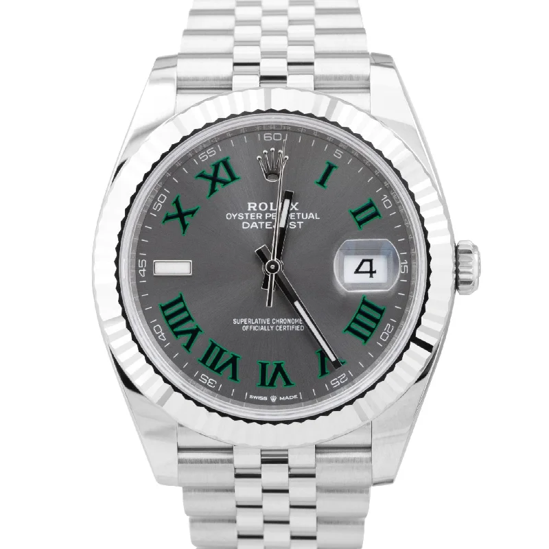 Solar Powered Watches for Eco-Friendly Wear-NEW NOV. 2023 PAPERS Rolex DateJust 41 Wimbledon Fluted Jubilee Watch 126334 B+P