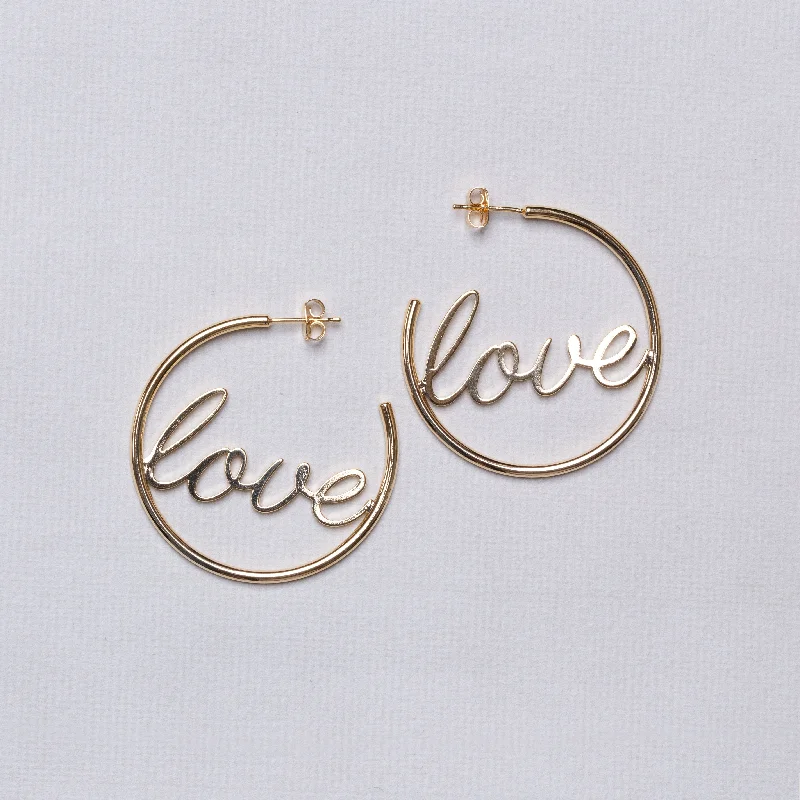 Acrylic Earrings for Casual Looks-Love Stud Hoop Earrings