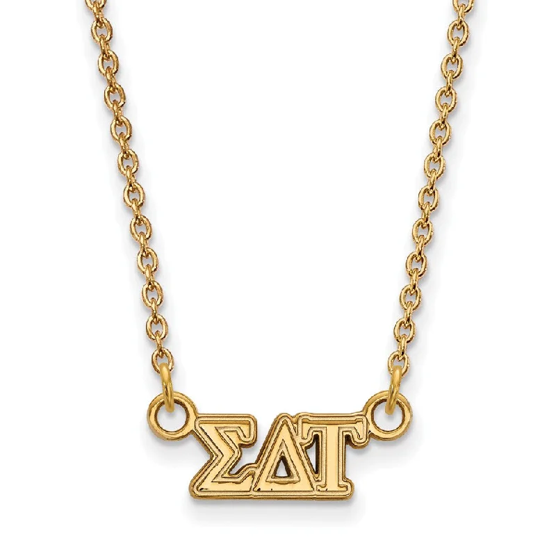 Diamond Necklace for Wedding-14K Plated Silver Sigma Delta Tau XS (Tiny) Greek Letters Necklace