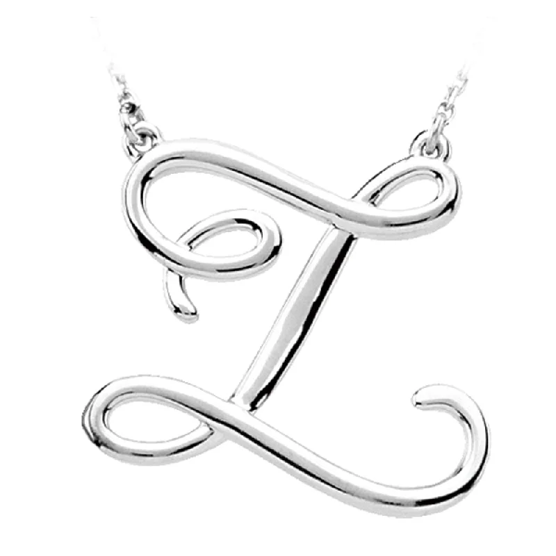 Gold Necklace with Charm for Fashion-14k White Gold, Olivia Collection, Medium Script Initial Z Necklace