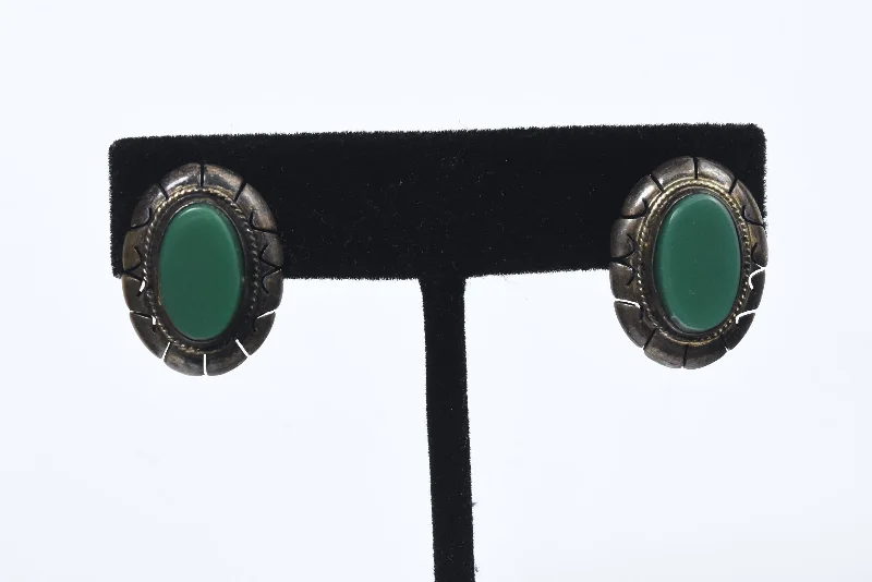 Classic Gold Earrings for Women-Vintage Green Bakelite Screw Back Earrings