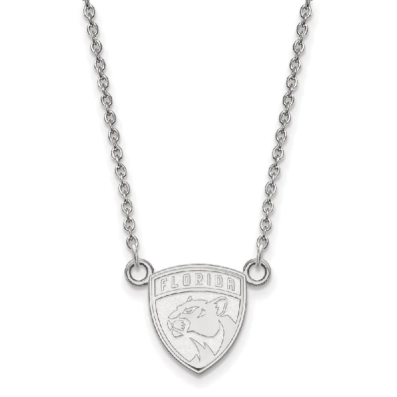 Layered Gold Necklace for Trendy Look-Sterling Silver NHL Florida Panthers Small Necklace, 18 Inch