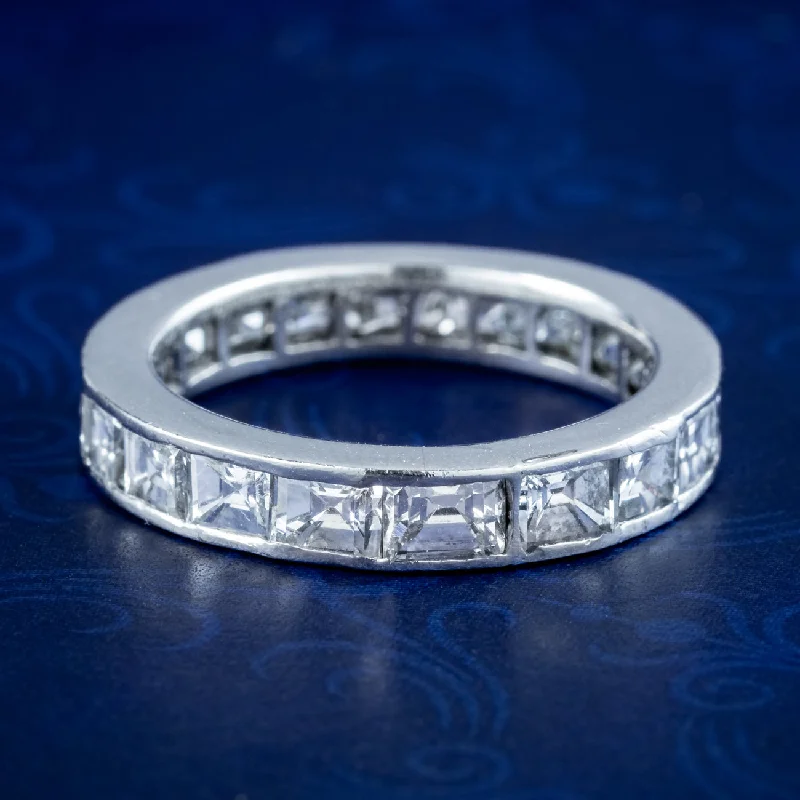 Simple Gold Ring for Women-Art Deco Diamond Full Eternity Ring 1.9ct Total