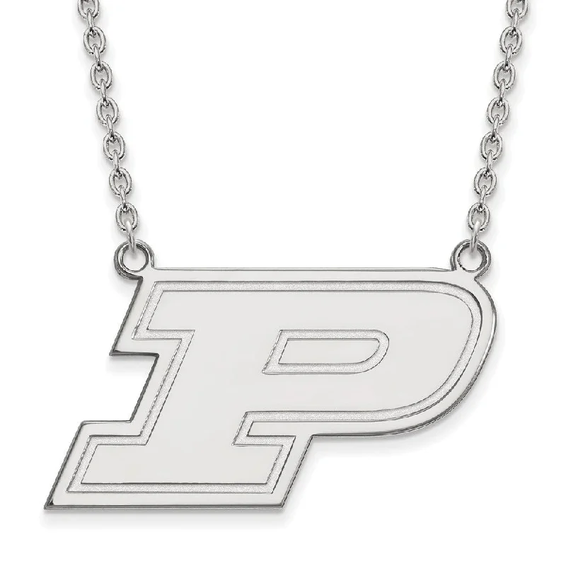 Elegant Wedding Necklace for Brides-Sterling Silver Purdue Large Initial P Pendant Necklace