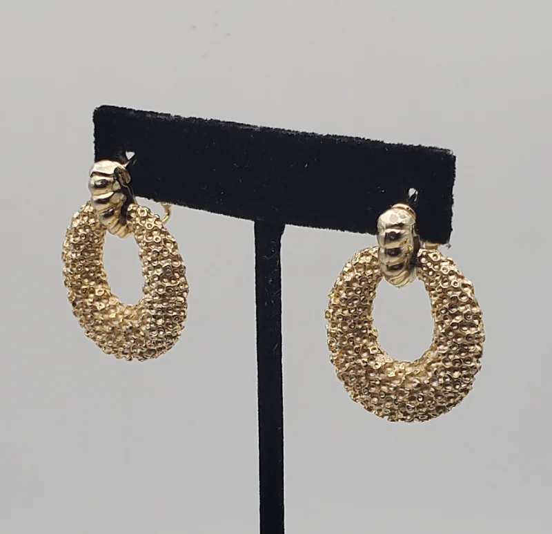 Statement Earrings for Girls-Vintage Gold Tone Door Knocker Earrings