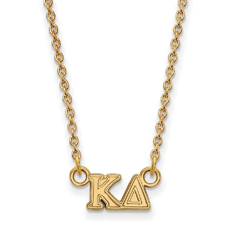 Vintage Style Chain Necklace-14K Plated Silver Kappa Delta XS (Tiny) Greek Letters Necklace