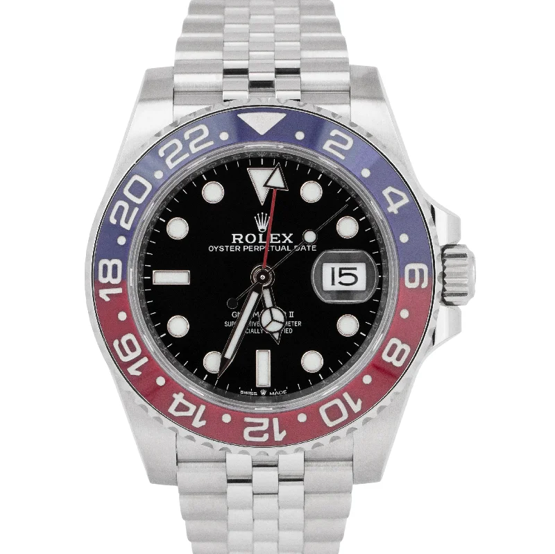 Smart Watches for Kids with Safety Features-Rolex GMT-Master II 126710 BLRO PAPERS Stainless Jubilee PEPSI 40mm Watch B+P