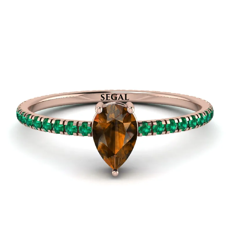 Antique Style Diamond Ring for Women-Pear Brown Diamond Ring With Micro Pave - Taylor No. 1105