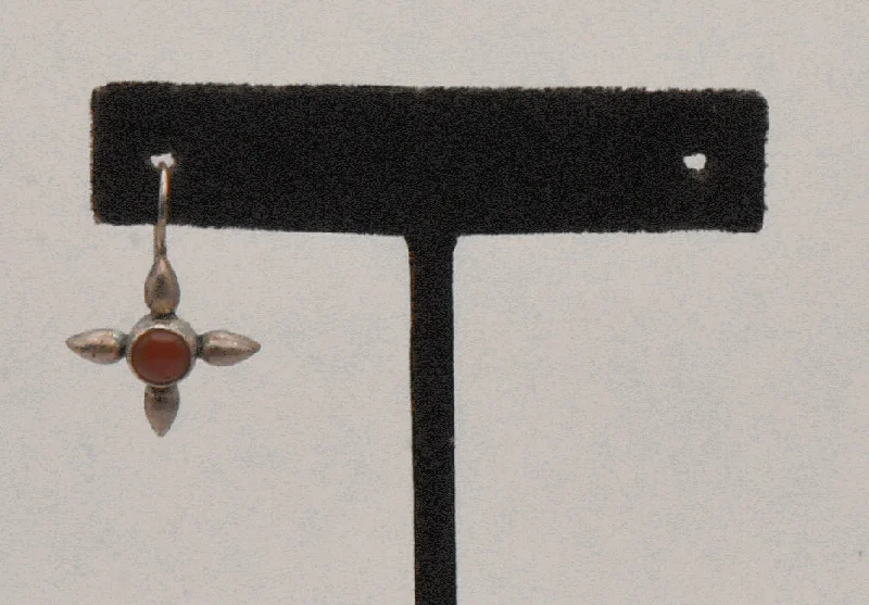 Sterling Silver Earrings-UNMATCHED Vintage Sterling Silver Carnelian Earring