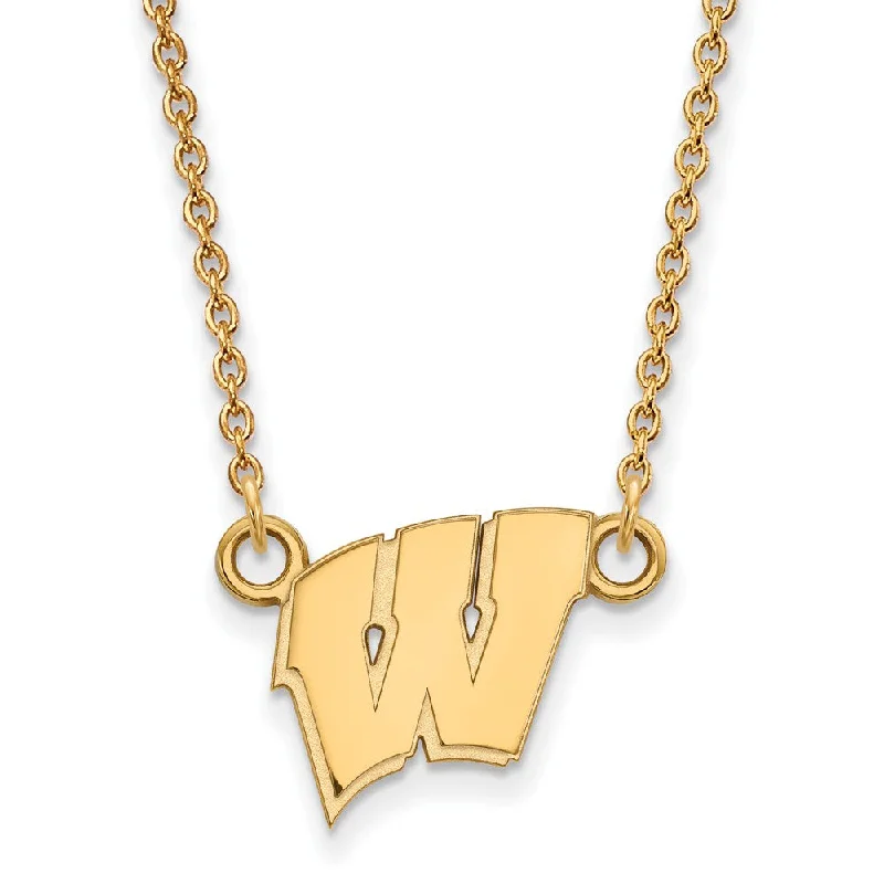 Custom Pendant Necklace for Special Gifts-10k Yellow Gold U of Wisconsin Small Initial W Pendant Necklace