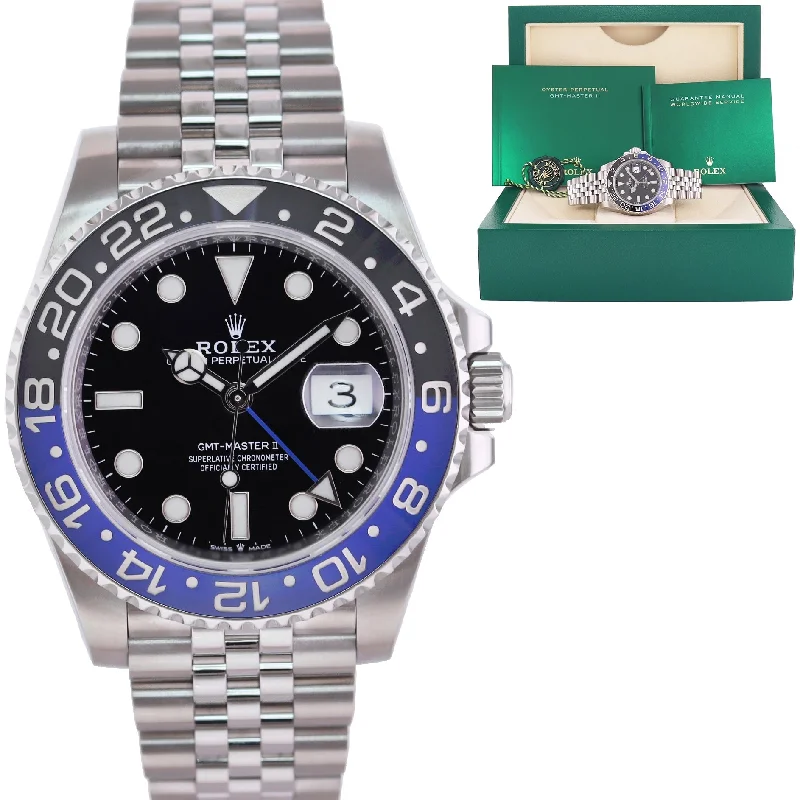 Solar Powered Smart Watches for Women-NEW 2022 Rolex GMT Master Batman Blue Jubilee Ceramic 126710BLNR Watch Box