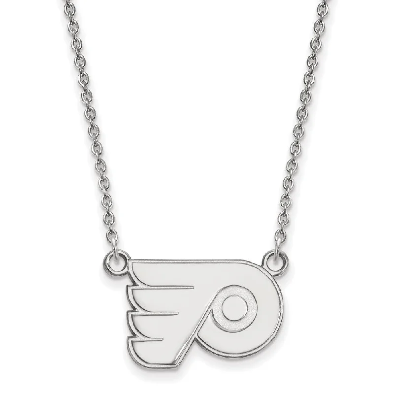 Elegant Necklace for Formal Wear-Sterling Silver NHL Philadelphia Flyers Small Necklace, 18in