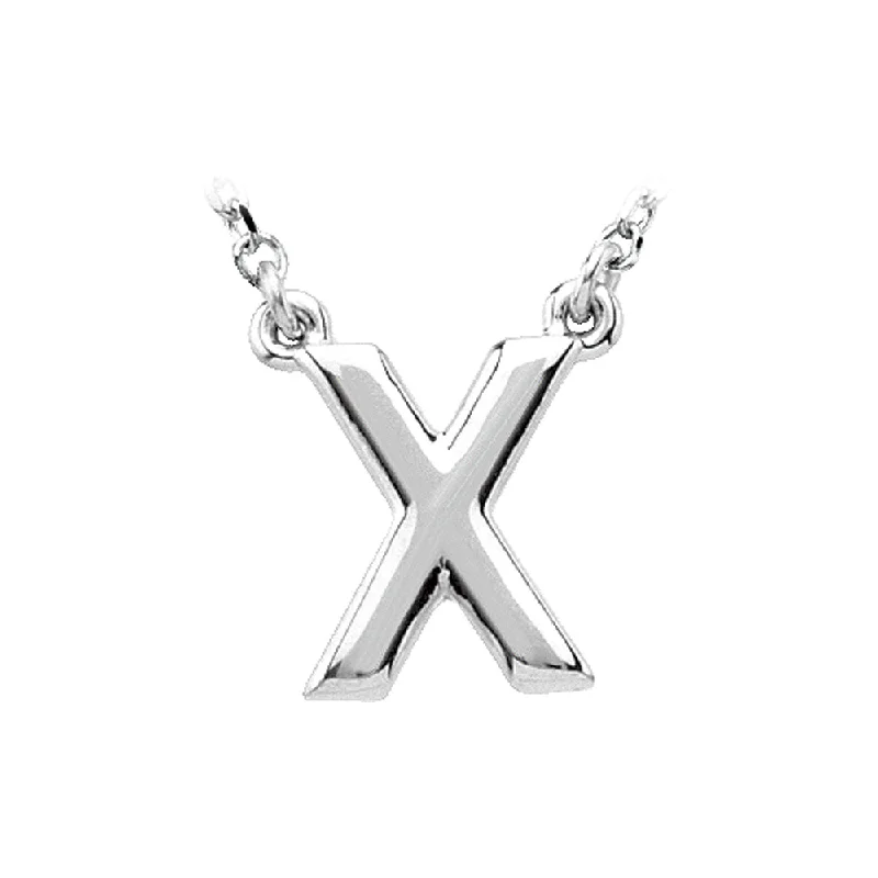 Charm Necklace for Casual Wear-14K White Gold, Kendall Collection, Block Initial X Necklace, 16 Inch