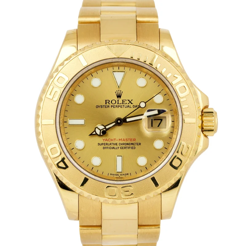 Elegant Watches for Everyday Use-UNPOLISHED Rolex Yacht-Master 40 REHAUT Champagne 18K Gold NO-HOLES 16628 40mm