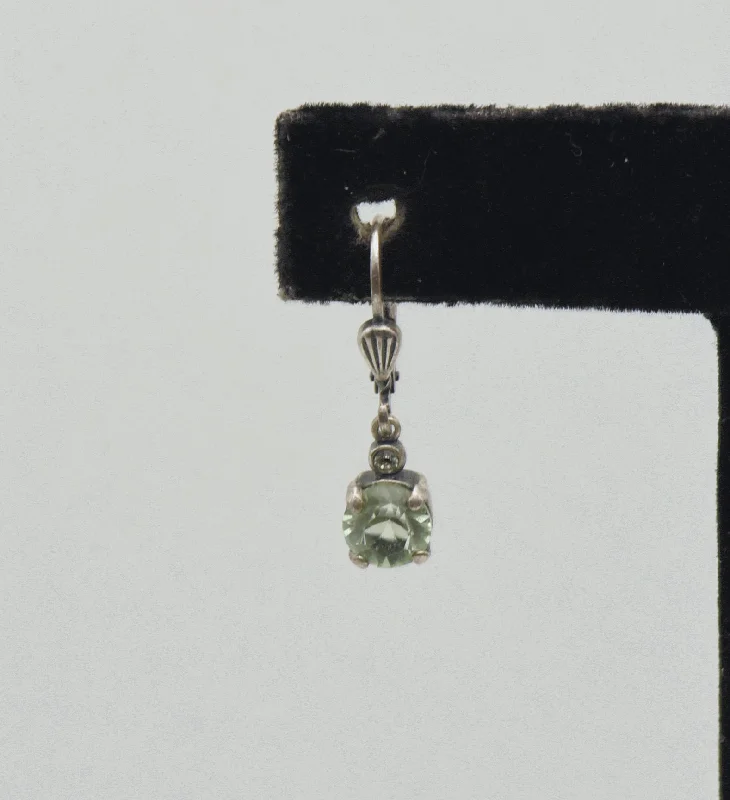 Classic Gold Earrings for Women-UNMATCHED Vintage Pale Green Glass Crystal Dangle Earring