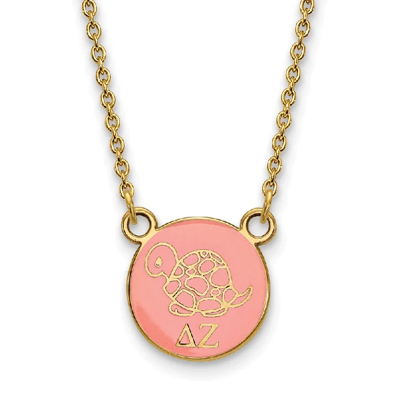 Minimalist Necklace for Every Day-14K Plated Silver Delta Zeta Small Enamel Mascot Necklace