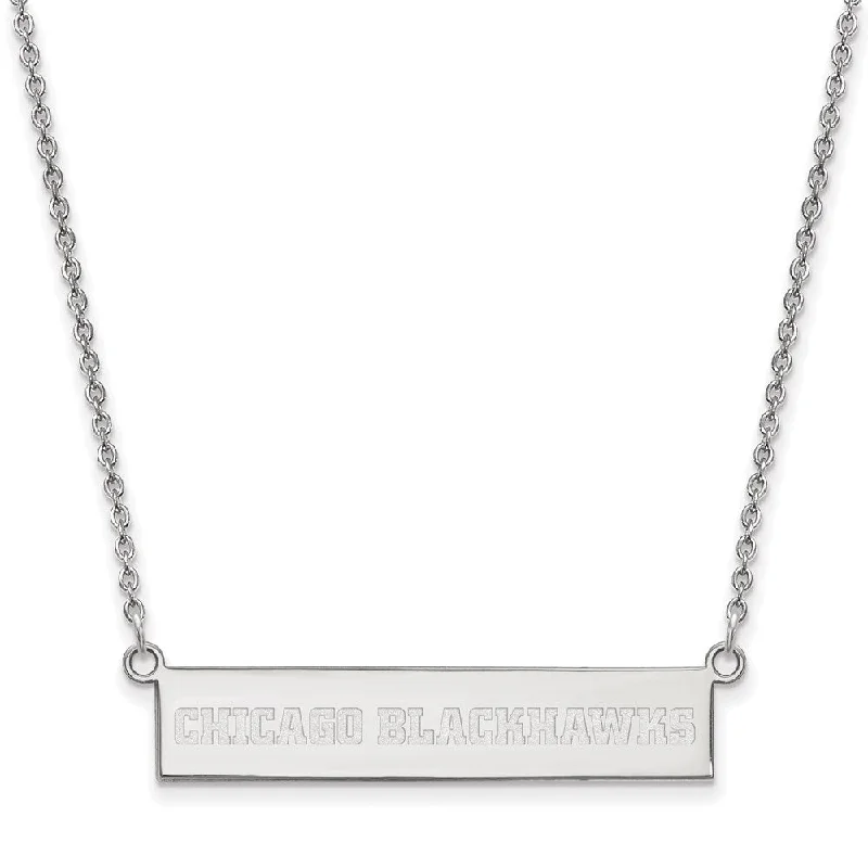 Elegant Necklace for Bridesmaids-Sterling Silver NHL Chicago Blackhawks SM Bar Necklace, 18in