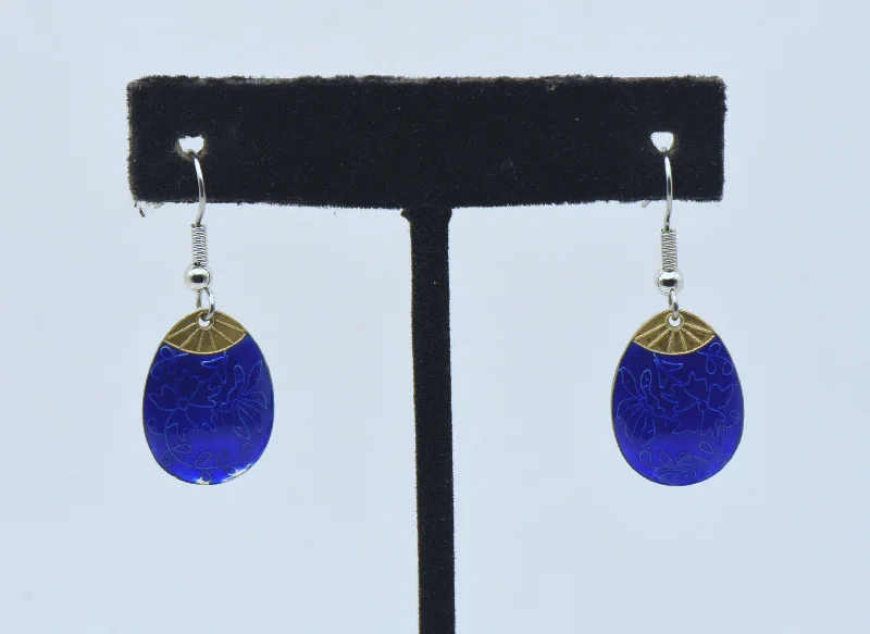 Sparkling Earrings for Special Occasions-Vintage Silver and Enamel Dangle Earrings