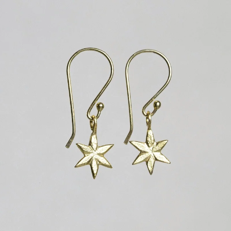 Silver Hoop Earrings-Sideway Star Drop Earrings