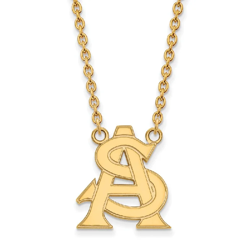 Bohemian Necklace for Hippie Style-14k Gold Plated Silver Arizona State Large Pendant Necklace