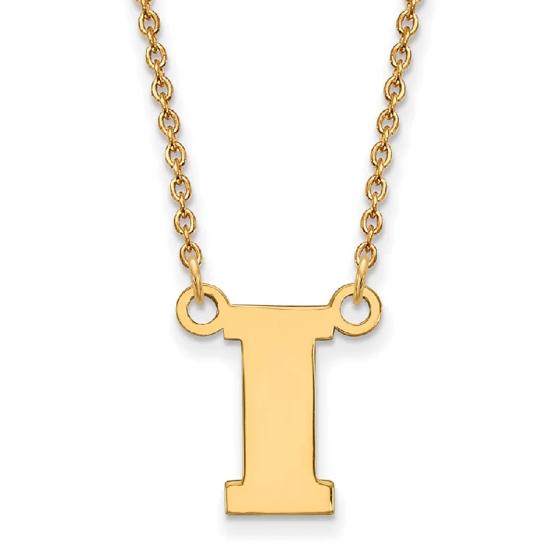 Luxurious Diamond Necklace-10k Yellow Gold U of Iowa Small Initial I Pendant Necklace