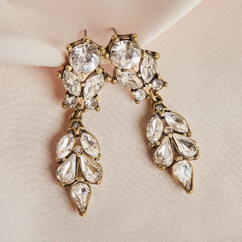 Sparkling Earrings for Special Occasions-Antique Vintage Earrings: Diamante Drop Earrings