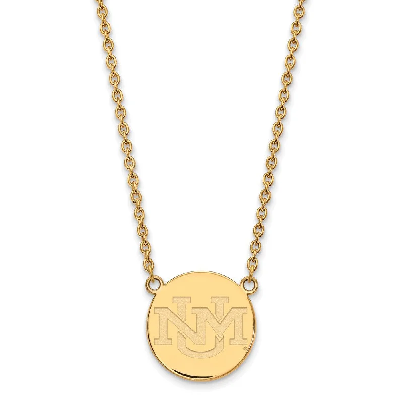 Chic Gold Necklace for Fashionistas-14k Yellow Gold U of New Mexico Large Pendant Necklace