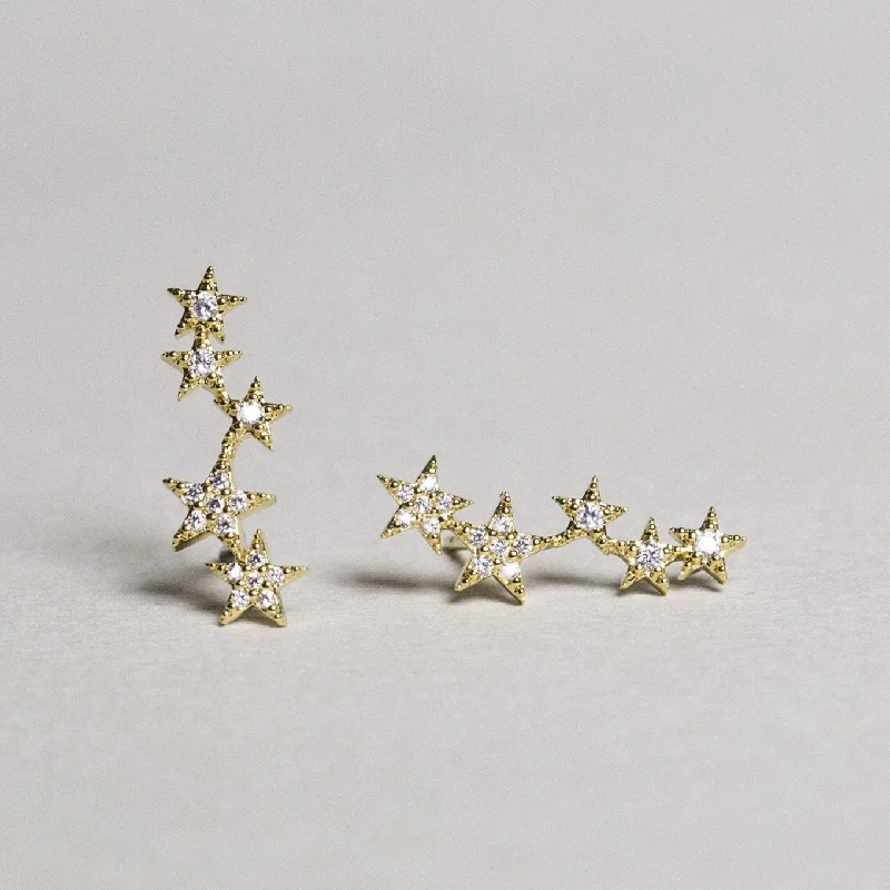 Black and Gold Earrings-Star Tower Stud Earrings