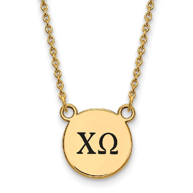 Rose Gold Necklace for Women-14K Plated Silver Chi Omega Small Enamel Greek Letters Necklace